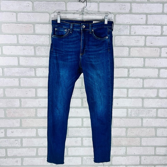rag & bone Nina High Rise Ankle Skinny Raw Hem Jeans in Jasper Wash Size 27 - Picture 6 of 14